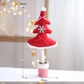 Handmade 34cm red wool felt Christmas tree with snowflakes and white pom-pom topper - Red Snowflake