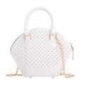 White jelly shell bag with pearl-like texture and gold chain strap for women - White