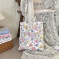 Détail du sac cabas en mousseline florale style rétro français avec imprimé tulipe - Style Imprimé Floral À L'Épaule