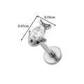 Silver fish titanium stud with zircon stone and dimensions of 0.59cm by 0.47cm - Small Fish Style (T2542-2#) / Silver