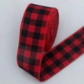 Ruban à carreaux rouge et noir classique pour emballages de cadeaux de Noël DIY festifs - Carreaux en Faux Lin Rouge et Noir / 5cm*5 Yards