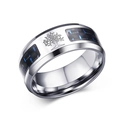 Anello in acciaio inossidabile 8mm con incisione albero della vita e fibra di carbonio - Taglia US 7 / Argento (Albero della Vita)