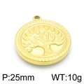 Golden stainless steel Tree of Life pendant, 25mm diameter, vintage style round charm - Gold Rope Border Tree of Life Style (KLJ4259-Z)