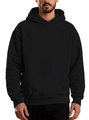 Men's black pullover hoodie with jacquard knit texture and ribbed cuffs for spring - S / Black