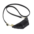Miniature black croissant crossbody bag for children with golden metal hardware and strap - Black