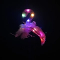 Detail of pink flamingo headband with fluffy feathers and glowing multi-color LED lights - Glowing Pink Flamingo Style (DF18004A)