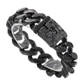 Pulsera cubana para hombre de acero inoxidable negro con hebilla en relieve de calavera - 22cm / Negro Liso