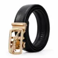 Cinturón de cuero para hombre con hebilla automática y diseño de animal de lujo. - Estilo 2 Leopardo Dorado