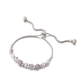 Pulsera ajustable plateada con cuentas facetadas en color lila y gris para mujer - Cuentas Redondas Gris Púrpura Estilo Acero (KB151897-Z)