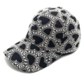 Classic black baseball cap with white heart embroidery and curved brim in side view - M (56-58cm) / Heart Black