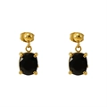 Elegante goldene ovale Ohrringe mit schwarzem Zirkon aus Edelstahl für Frauen - Schwarz