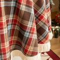 Classic red and green plaid tablecloth with white fringes for festive Christmas decor - Red & Brown Plaid (Square)