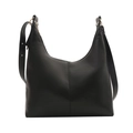 Borsa hobo nera in pelle PU con tracolla regolabile e dettaglio della cucitura centrale - Nero