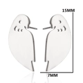 Parrot bird stud earrings in brushed silver finish, dimensions 15mm by 7mm - 240/Parrot / Steel