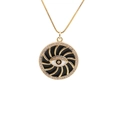 Golden celestial star pendant necklace with evil eye design on polished box chain - Black