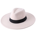 Classic cream wide brim fedora hat with black ribbon band for men and women - One Size 58cm Circumference / Off White