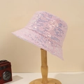 Pink bucket hat with horizontal sparkling sequins and elegant foldable design - M (56-58cm) / Pink Stripe Sequin
