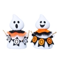 Bambole gnomi fantasma di Halloween bianche con colletti arancioni e cartelli BOO decoro - Set