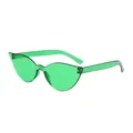 Futuristische neongrüne Cat-Eye-Sonnenbrille mit unregelmäßigem Rahmen und transparentem Design - Cyan