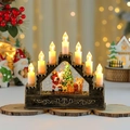 Detalle de un puente de velas navideñas de 7 LED con escena giratoria de Papá Noel - Papá Noel con Mochila (Música/No giratorio)