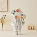 Weihnachtsmann-Puppe in Silber und Weiß mit Pailletten und Laterne für Heimdekoration - 60CM