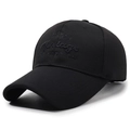 Classic black baseball cap with vintage embroidery on high-density twill canvas - Black with Black Embroidery