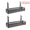 Zweiteiliges Set schwarze Kabelwannen aus Metallgeflecht für den Schreibtisch, zwei Größen - Groß + Klein Set (41*13.8*8.2cm) / Schwarz