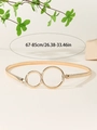 Dettaglio cintura elastica in metallo dorato con fibbia ad anello e taglia 67-85cm - Fibbia Rotonda Doppia a Catena a Molla / Oro