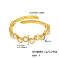 Anello regolabile in acciaio inossidabile placcato oro 18k con zirconi lucidi - Taglia 7 (Regolabile) / Oro Zirconia Bianca