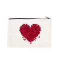 Canvas zipper coin purse with romantic red rose petals heart print on white background - Petal Heart