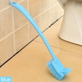 Blue long-handled toilet brush with curved design and double-sided bristles for bathroom - Candy Blue