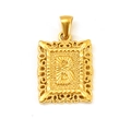 Ciondolo rettangolare placcato oro 18K con lettera B a rilievo e bordo in filigrana - Lettera B (SP598G-B)