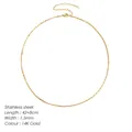 1.5mm thin 14K gold plated stainless steel box chain necklace with 42+8cm length - 1.5mm Wide (42+8cm) / Gold