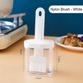 Pinceau à huile de cuisine en nylon blanc avec récipient de stockage transparent - Nylon Blanc (Avec Bouteille)