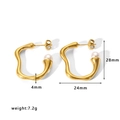Detailansicht goldener Hohlohrringe mit Perlen und Maßen von 28 mm Höhe und 24 mm Breite - 18K Gold / Gold (HF-E3157)