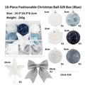 Blue Christmas tree decoration set with 18 pieces including ornaments and star topper - 18-piece Stylish Christmas Ball Set (blue)