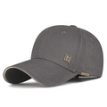 Dark grey baseball cap with metal Chinese emblem and classic woven label detail - Adjustable / Gray