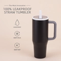 Black 40oz insulated leakproof straw tumbler with ergonomic handle for hot and cold drinks - 40oz / Type D (Black)