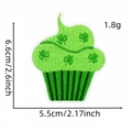 Detail of St. Patrick's Day green cupcake embroidered patch with precise size dimensions - Style 19 (Green Cupcake)