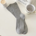 Light gray ribbed crew socks in high-quality cotton blend for women in casual style - One Size / Light Gray