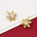 Golden snowflake charm with inlaid crystal and metal back for DIY jewelry making - 38# Gold Large Snowflake with White Rhinestone