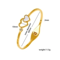 18K gold plated heart bangle with white mother of pearl inlay and small crystal accent - Double Heart Mother of Pearl Bangle (Gold)