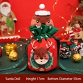Christmas velvet drawstring gift bag with reindeer print and bow, red color, 17x10cm - Velvet Doll Head Reindeer Bag