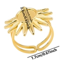 Detailed view of adjustable gold stainless steel ring blank with size specifications - Sunflower Ray