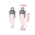 White horn pendant with silver crown cap and precise dimensions for DIY jewelry - White-Silver