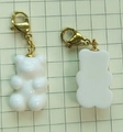 Cute white resin gummy bear pendant with golden lobster clasp on green grid paper - White (BP1453B12)