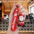 3D Santa Claus PVC keychain with red silicone strap and gold ring for Christmas gifts - Santa Claus-7