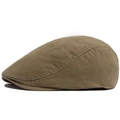 Gorra plana vintage marrón oliva de algodón lavado con visera corta y estilo retro - Caqui