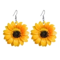 Pendientes de girasol amarillos con pétalos de resina y ganchos de metal plateado - Estilo 2: Blanco K Amarillo