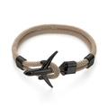 Bracciale da uomo con ancora aereo in corda milanese beige e fibbia in metallo nero - Corda Cachi Fibbia Nera
